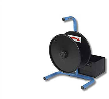 Abrollgerät für PET-Textil-Umreifungsbänder - Mit Metallablage - Tragbar - Blau - Passend für 63 mm / 76 mm Kerne