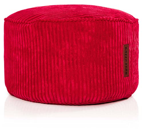 Green Bean Pouf-Kissen 45x25cm mit EPS-Perlen Füllung & Cordstoff Bodenkissen Liegekissen Sitzkissen Sitzhocker Sessel Kinder Erwachsene Stoff Hocker Ablage Rot