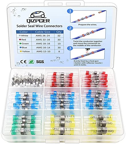110 Pcs Heat Shrink Wire Connectors, Solder Seal Butt Connectors Kit Waterproof Marine Electrical Splice Terminals