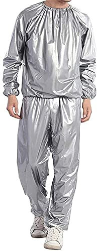 Chándal Traje De Sauna for Hombres Y Mujeres, Traje De Sauna De 2 Piezas Boxeo Fitness Fitness Sweating Sport Traje Sauna (Color : Silver, Size : XXL)