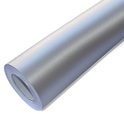 8,09€/m² Alu gebürstet Auto Folie mit Struktur Blasenfrei Luftkanäle -/ Brushed Design (Silber, 3m x 152cm)