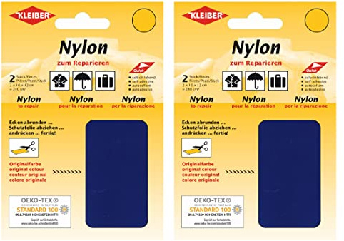 Kleiber Nylon - Flicken Dunkelblau Reparaturflicken 12 x 10 cm Selbstklebend Reparatur NylonFlicken 4er Set