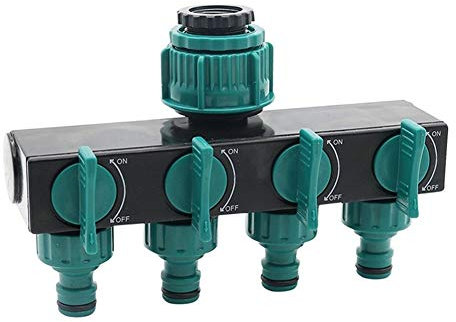 Conector de manguera Conectores de manguera de agua Conectores de grifo de rosca hembra estándar europeo 1 pieza 1/2-3/4-1 Divisores de manguera Adaptador de riego de 4 vías (Color : Verde, Diámetr