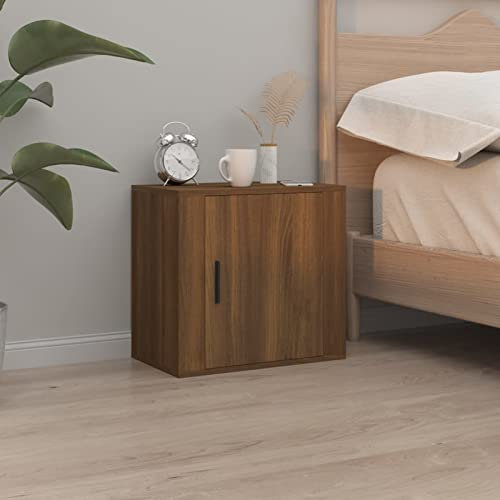 CIADAZ Wand-Nachttisch, Nachtschrank, Nachtkonsole, Bedside Tables, Nachtkästchen, Beistellschrank, Nachtkommode, Nightstand, Braun Eichen-Optik 50x30x47 cm