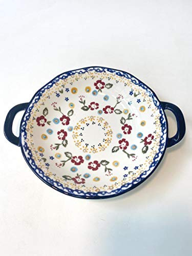 YIHANSS Tableware Polish Porcelain Hand-Painted Ceramic Soup Bowl Household Plate lace Plate deep Plate Double Ear Plate Rice Bowl-C