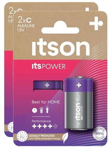 ITSON Lot de 2 x 2 Piles Alcalines LR14/C 1,5V ItsPOWER