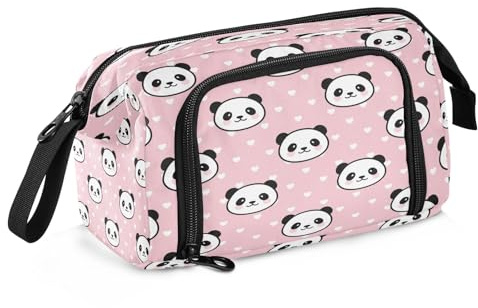 Mnsruu Federmäppchen mit Panda-Gesicht, großes Fassungsvermögen, Stifteetui, Schreibwaren, Büro, Organizer-Tasche für Erwachsene, Panda-Gesicht, Einheitsgröße, modisch
