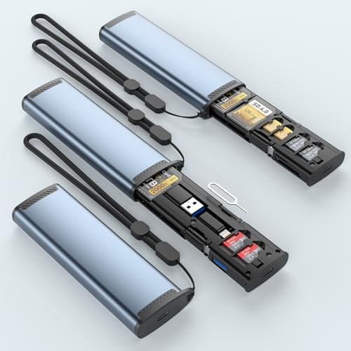 Custodia 9 in 1 per schede SD/TF/SIM con lettore di schede USB 3.1 tipo C ad alta velocità per iPhone, Android, fotocamere selvatiche e droni