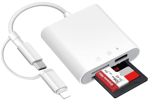SD Kartenleser iPhone, SD Card Reader für iPhone/iPad/Kamera, SD Kartenleser USB C, iPhone SD Kartenleser, Typ C Speicherkartenleser für Micro SD/SD, USB C Gleichzeitiges Laden und Kartenlesen