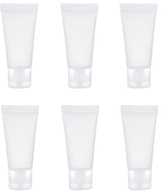 OHEETU 6Pcs 15ML Empty Clear Plastic Cosmetic Squeeze Soft Tube Bottles with Flip Cap Refillable Travel Sample Shampoo Lotion Toiletries Storage Container Vials
