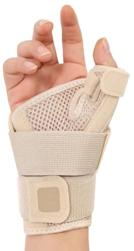 Muñequera Pulgar Derecho e Izquierdo con Soporte Desmontable, muñequera tunel carpiano,ferula pulgar,muñequera tendinitis, Alivia el Dolor de Tenosinovitis Radial y del Dedo en Resorte, L (17-20cm)