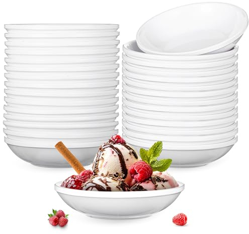 MBAIYO 30-Pack 3 Oz Soy Sauce Dish, 4 White Dipping Bowls Bulk Melamine Dipping Sauce Cups Small Dishes Set for Sushi Soy Ketchup Condiments BBQ Party Not Easy To Break & Lightweight