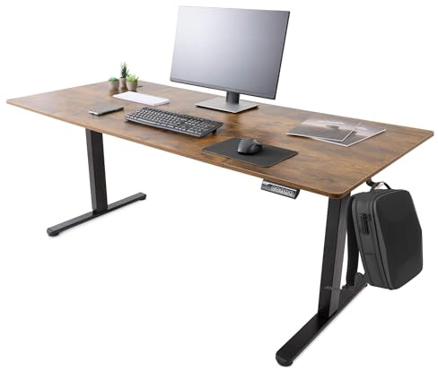 Arebos Escritorio Eléctrico Ajustable 180 x 80 cm | Altura 72-118 cm | Función Memoria | Mesa Ergonómica de Pie y Sentado | para Oficina, Hogar, Teletrabajo | Marrón