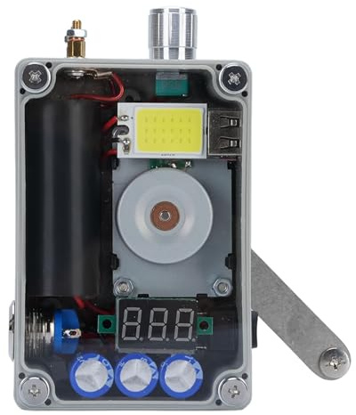 PUSOKEI Generador de Manivela de Mano, Fuente de Alimentación de Emergencia Portátil con Carga USB y Panel de Luz de Mazorca, para Aluminio para Acampar, Iluminación de Alimentación de