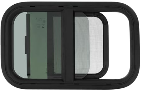Fenêtre avec moustiquaire, 600x300mm Fenêtre latérale de caravane à ouverture poussoir, moustiquaire pour fenêtre de camping-car, pour VR, caravane, camping-car