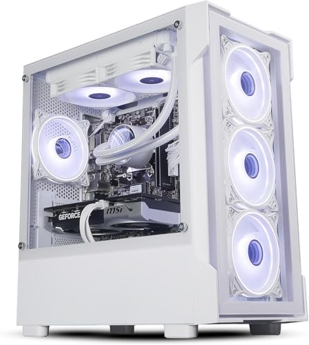 ionz Gaming PC - Desktop Computer, AMD Ryzen 7 5700X, NVIDIA RTX 5060,16GB RAM 1TB NVMe SSD, 240mm AIO Cooler, Windows 11, 500W 80+ PSU, WiFi, Tornado, White