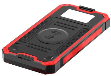 Weqizuerqi Caricatore a Energia Solare Power Bank | 10000mAh Impermeabile Per Sopravvivenza - Ricarica Wireless e Energia Solare | Per Fotocamera Tablet Smartphone Campeggio Viaggio Festival