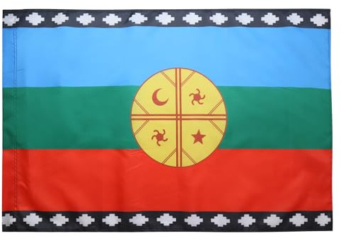 AZ FLAG Flagge Mapuche von Chile 150x90 cm Polyester 100D Hohlsaum | Für innen und außen Araukaner dekorative Flagge Pueblo mapuche doppelte Nähte und verstärkte Kanten mit Masttunnel