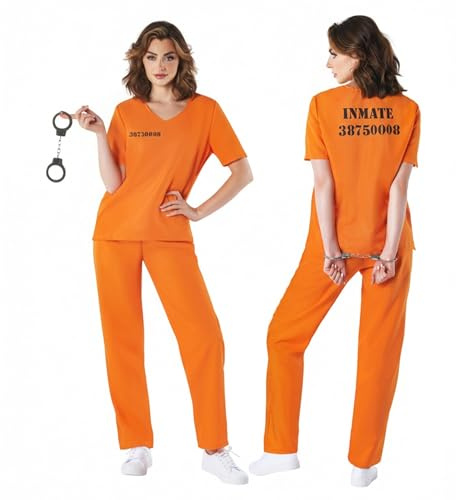 Fun Shack Fånge kostym kvinnor orange jumpsuit convict halloween kostymer för kvinnor Large