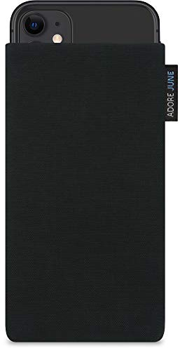 Adore June Classic Schwarz Tasche kompatibel mit iPhone 11 Handytasche aus widerstandsfähigem Cordura Stoff mit Display Reinigungs-Effekt, Made in Europe