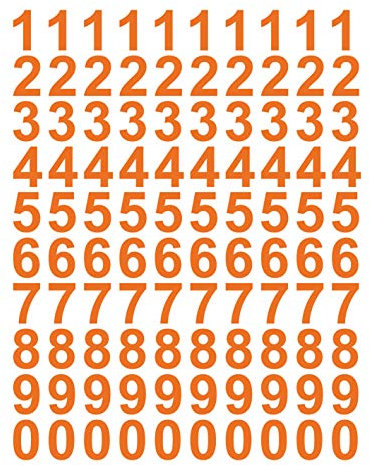 kleb-Drauf | 100 Zahlen, Höhe je 4 cm | Orange - matt | Wandtattoo Wandaufkleber Wandsticker Aufkleber Sticker | Wohnzimmer Schlafzimmer Kinderzimmer Küche Bad | Deko Wände Glas Tür Fliese
