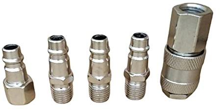 Set mit 5 Schnellkupplungen für Druckluftschlauch Anschlüsse Quick 1/4 Air Kompressor