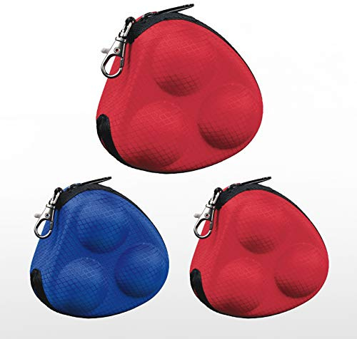 Tibhar Tischtennis Balltasche Grid | Ball-Case für 3 Tischtennis-Bälle mit Karabinerhaken | rot | blau