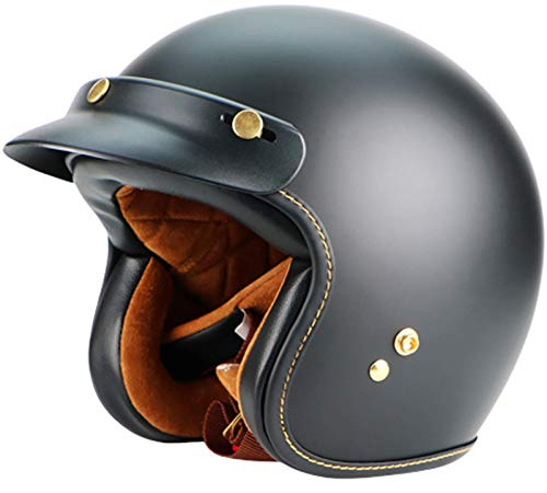 ZLYJ Halbhelme Motorrad Retro Jet-Helm Brain-Cap Motorrad Kohlefaser Harley Helm Jet Pilot Cruiser Vintage Moped Chopper,ECE-Zulassung