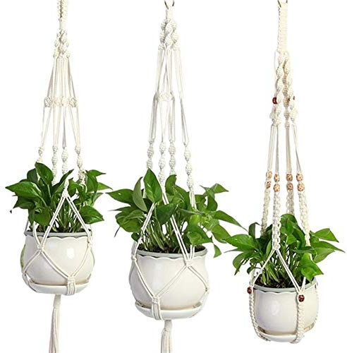 Z-LIANG Macrame Gancio della pianta Kit, 3 Pack Parete Appeso a soffitto Planters Iuta Porta Corda Basket for Interni Esterni Succulente in Vaso