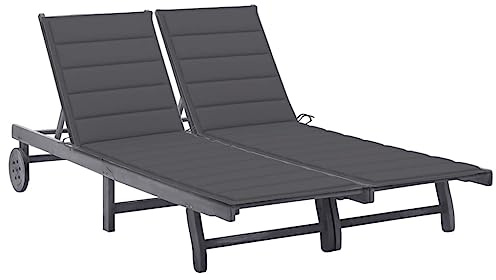 vidaXL 2-Personen-Sonnenliege mit Auflage Grau Akazie Massivholz