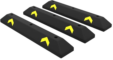 Berry Butoir de Roue - 90CM | Butée de Stationnement Robuste en PVC Noir avec Bandes Réfléchissantes Jaunes | Bloc de Stationnement Durable pour Usage Commercial, Résidentiel, Allée et Garage
