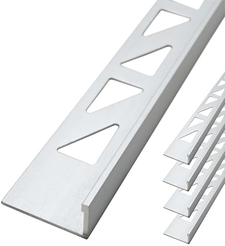 Dalsys 5x Fliesenschiene L Profil 2,5m x 8mm Chrom glänzend Aluminium | Fliesenprofil Winkelprofil Alu eloxiert, Abschlussleiste Fliesenabschlussprofil, Fliesen Eckschutzschiene