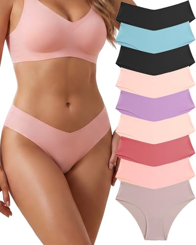 FINETOO Culotte sans Couture Femme Slip Invisible sous Vêtements Sexy Chic Lingerie Extensible Confortable Culottes Sport Lot de 9 XS - L…