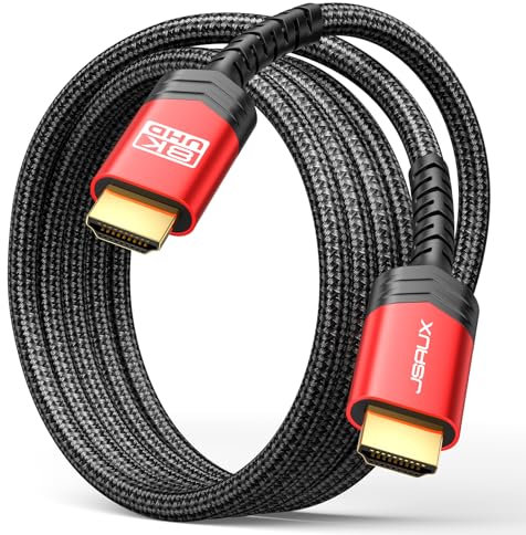 JSAUX 8K HDMI Kabel 1Meter, HDMI 2.1 Kabel Highspeed Ethernet 48Gbps 8K@60Hz, 4K@120Hz, UHD HDR 10+, eARC, Dolby Vision, 3D, VRR, Kompatibel mit PS4 Pro, PS5, 8K Gaming, TV, Blu-ray-Player, Projektor