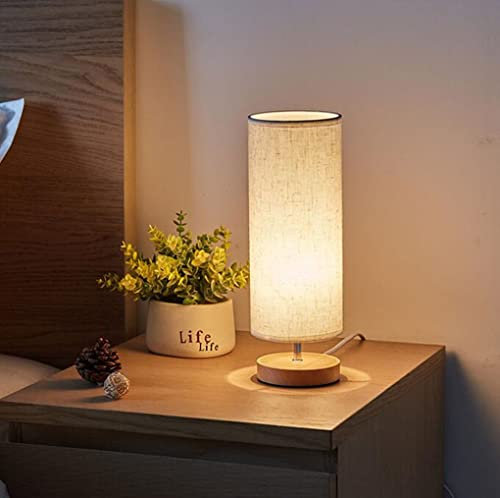 SXYSXYSXY LED Holz Tischlampe 3W Vintage Tischleuchte Nordic Nachtlicht Dekorative Nachttischlampe Mit Stoffschirm für Schalfzimmer Wohnzimmer Hotel Café Kinderzimmer 11 * 32cm