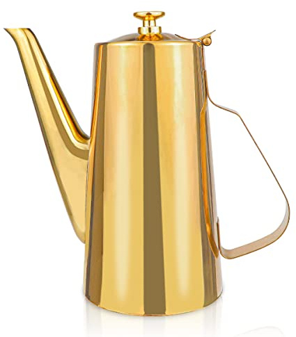 LNQ LUNIQI 1.5L Stainless Steel Cold Water Kettle Coffee Pot Teapot Drinkware Water Pot Bottle for Home Kitchen Hotel Restaurant (Gold)