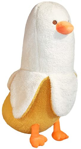PEACH CAT Banana Duck Plush Toy Cute Plushie Hugging Plush Pillow Duck Stuffed Animal for Girls and Boys White 12