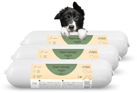Chōmi Dog Super Sausage Fresh Hundefutter | Nassfutter Für Hunde | Gemüsewurst für Hunde | Adult | Getreide- und konservierungsmittelfrei | Mit Seetang | Barf (400g x 8, Veggie)