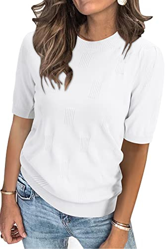 Arach&Cloz Womens Jumpers UK Short Long Sleeve Spring Summer Crew Neck Ladies Knitted Tops Casual Dressy Sweater