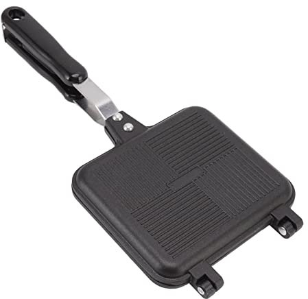Non Stick Frying Pan, Double Sided Aluminium Alloy Sandwich Maker with Anti Scalding Handles, Non Stick Breakfast Cooking Pan, Grilling Pan, Pancake Cooking Pot for Kitchen, Breakfast, Easy to Use