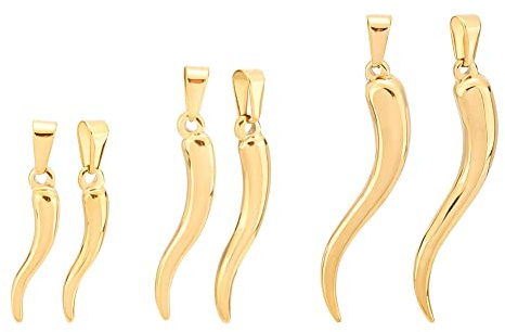 UNICRAFTALE 6 STK 3 Größen Goldene Italienisches Horn Charms 304 Edelstahl Horn Anhänger Horn Charms Metall Horn Halsketten Charms Für DIY Halskette Armband Herstellung 7~9x3~4 mm Loch