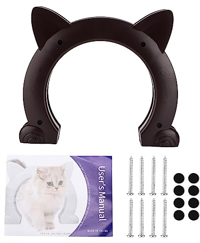 Katzentür-Innentür, Katzendurchgangstür, Haustiertür, Versteckte Katzentoilette, Haustiertür, Sicherer Haustiersicherer Torriegel, Einfache DIY-Einrichtung, Sichere Installation für(Braun)