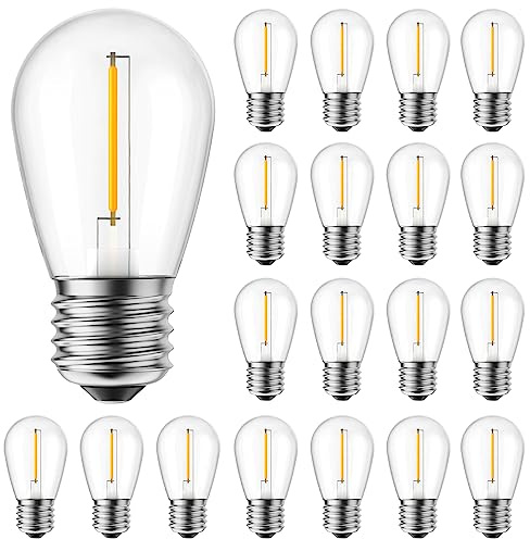 Brightown 50 Pack LED S14 Replacement Light Bulbs, Shatterproof E26 Medium Base Edison Vintage Bulbs Equivalent to 11 W, Fits for Commercial Outdoor Patio Garden Vintage Lights, 2700K, Warm White
