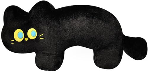 OUKEYI Kattkudde plysch, svart katt plyschleksak, mjuk plyschdocka Kawaii svart katt gosedjur, för barn, födelsedag, flickvän, alla hjärtans dag (40 cm)