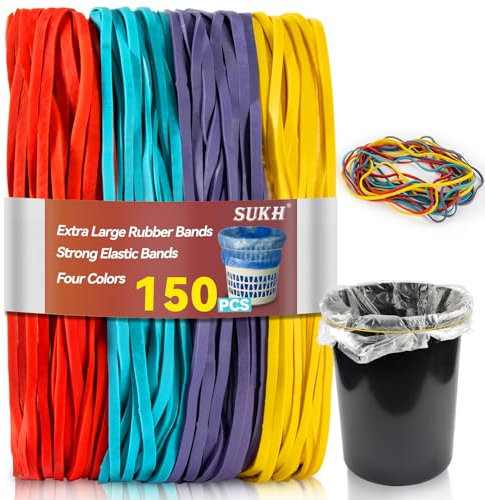Sukh Large Rubber Bands Heavy Duty - 100PCS 7 Inch Colored Elastic Band