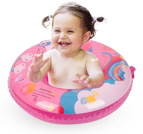 Baby Schwimmen Float, Baby Aufblasbarer Pool Float mit Sitz für 6-36 Monate, Baby Mädchen Aufblasbarer Baby Schwimmring Pool Float für Säugling Kleinkind Kinder 1-3 Jahre (Regenbogen Einhorn)