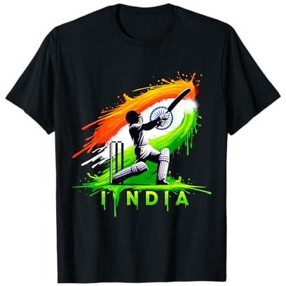 India Cricket Indian Cricket Fan T-Shirt, Small, Black