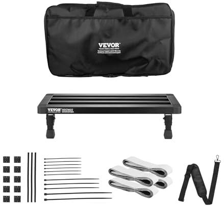 VEVOR Pedalera de Guitarra, 505 x 314 x 115 mm, Plegable, Aleación de Aluminio, Súper Ligera con Bolsa de Transporte Correa Fija, Capacidad para 4-6 Pedales de Guitarra, Pequeña