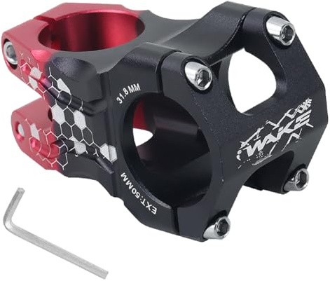 CYSKY Potencia MTB 31,8 50mm Tallado de precisión CNC Vástago de Manillar Corta para Bicicleta de Carretera, Montaña, Descenso, Ciclismo Bici (Negro & Rojo)