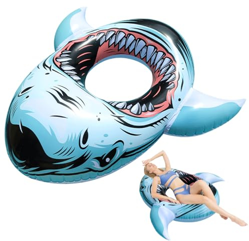 Inflatable Ride-ons, Swimming Pool Floats for Adults Inflatable Shark Pool Floats for Swimming Pools Swimming Pool Raft Large Swimming Ring for Summer Water Fun Pool Party Supplies